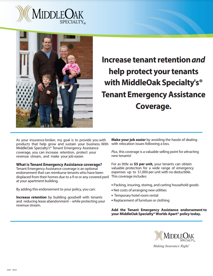 Tenant Emergency Assistance Cover brochure.